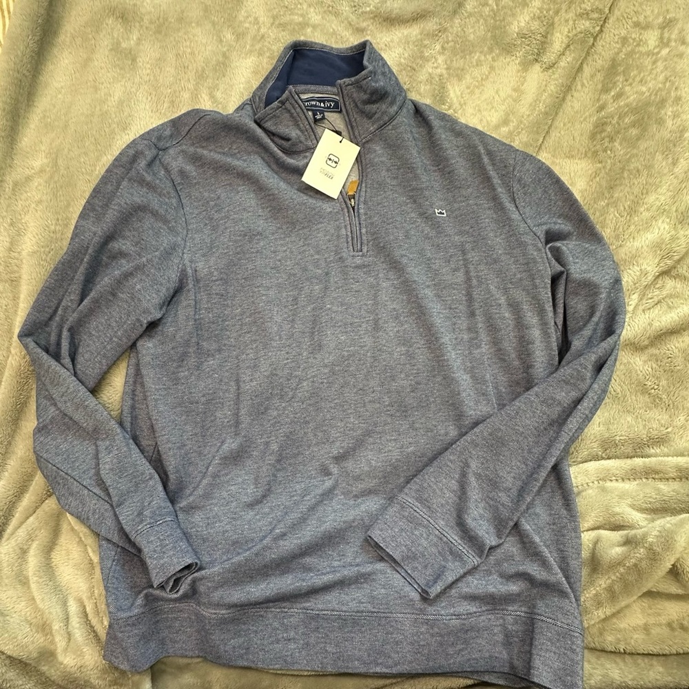 Crown & Ivy Men's Blue Zip-Up Sweater